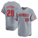Cincinnati Reds #28 Eugenio Su¨¢rez Player Gray BFRAILEY Home Limited Stitched Jerseys