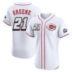 Cincinnati Reds #21 Hunter Greene Player White BFRAILEY Speedway Classic Limited Elite Home Stitched Jerseys