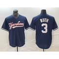 New York Yankees #3 Babe Ruth Navy BFRAILEY Cool Base Stitched Jersey
