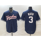 New York Yankees #3 Babe Ruth Navy BFRAILEY Cool Base Stitched Jersey