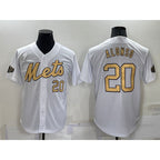 New York Mets #20 Pete Alonso Number White BFRAILEY 2022 All Star Stitched Cool Base Jersey