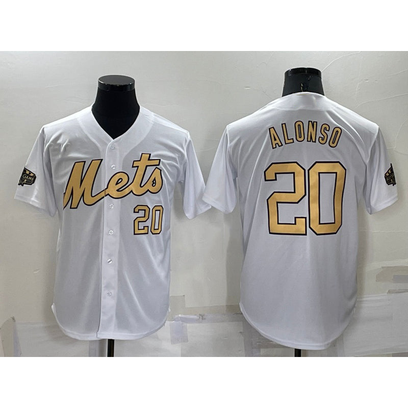 New York Mets #20 Pete Alonso Number White BFRAILEY 2022 All Star Stitched Cool Base Jersey