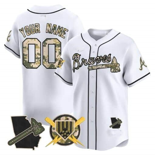 Custom Atlanta Braves Armed Forces Day Vapor Premier Limited Jersey ¨C White BFRAILEY
