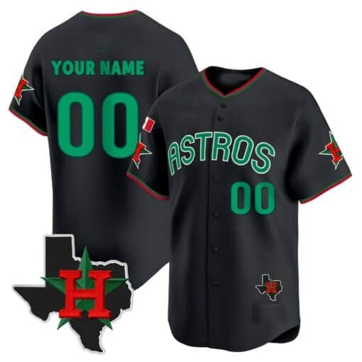 Custom Houston Astros Mexico Texas Black BFRAILEY Patch Vapor Premier Limited Jersey V3 ¨C All Stitched