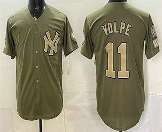 New York Yankees #11 Anthony Volpe Olive BFRAILEY 2026 Armed Forces Day Jersey