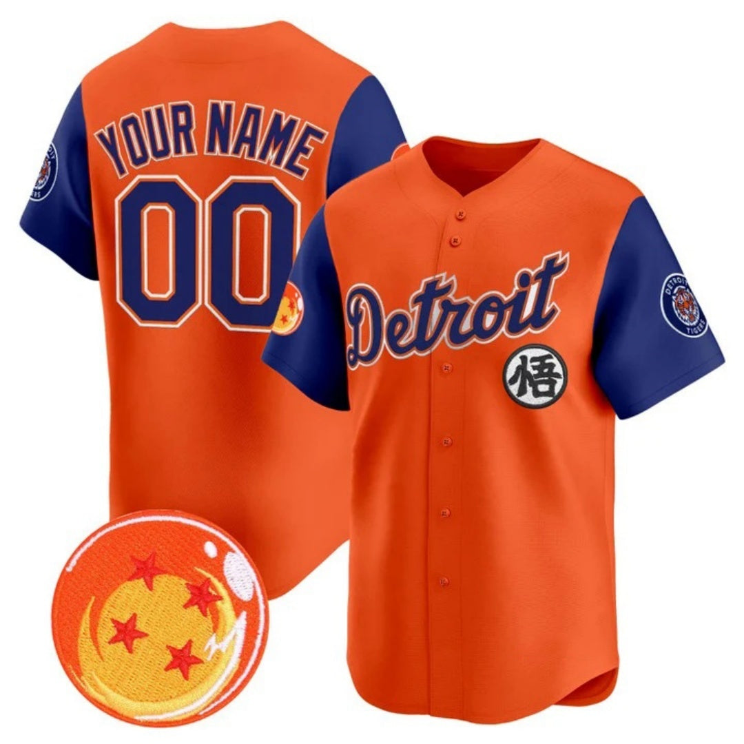 Custom Detroit Tigers x Dragon Ball Royal Orange BFRAILEY Vapor Premier Limited Jersey - All Stitched