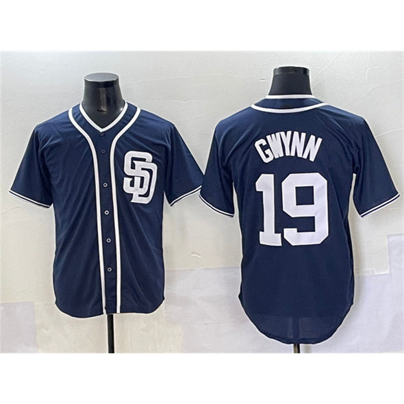 San Diego Padres #19 Tony Gwynn Navy BFRAILEY Cool Base Stitched Jersey