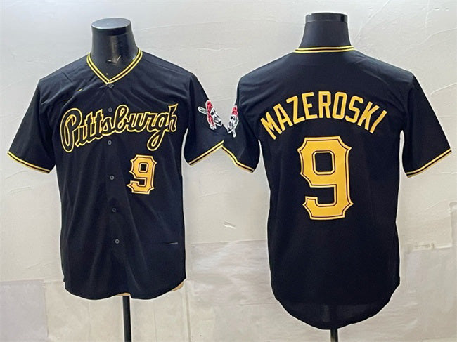Pittsburgh Pirates #9 Bill Mazeroski Black BFRAILEY Limited Stitched Jersey