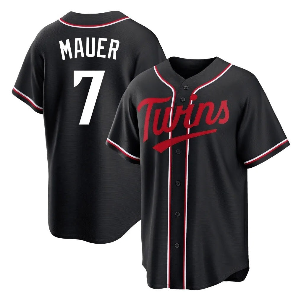 Minnesota Twins #7 Joe Mauer Player Black BFRAILEYFashion Out Home Limited Stitched Jerseys