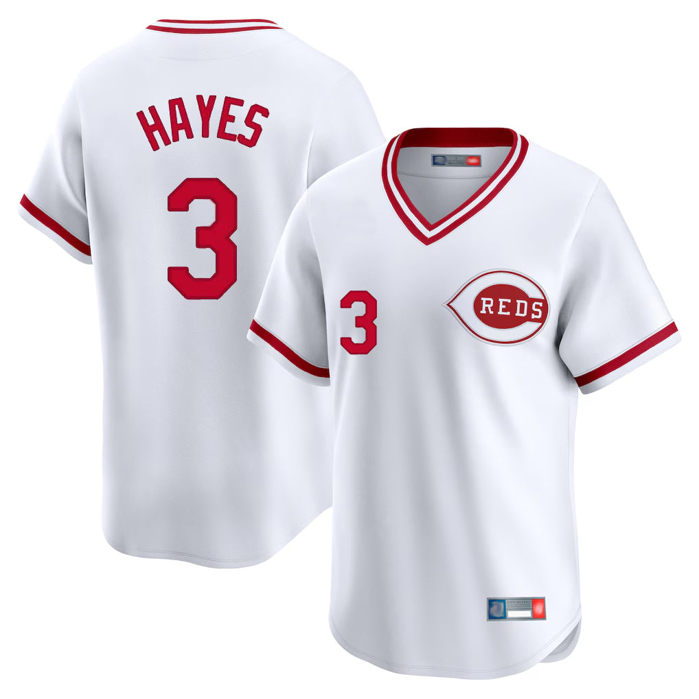 Cincinnati Reds #3 Ke'Bryan Hayes Player White BFRAILEY Cooperstown Collection Limited T-shirt Home Stitched Jerseys