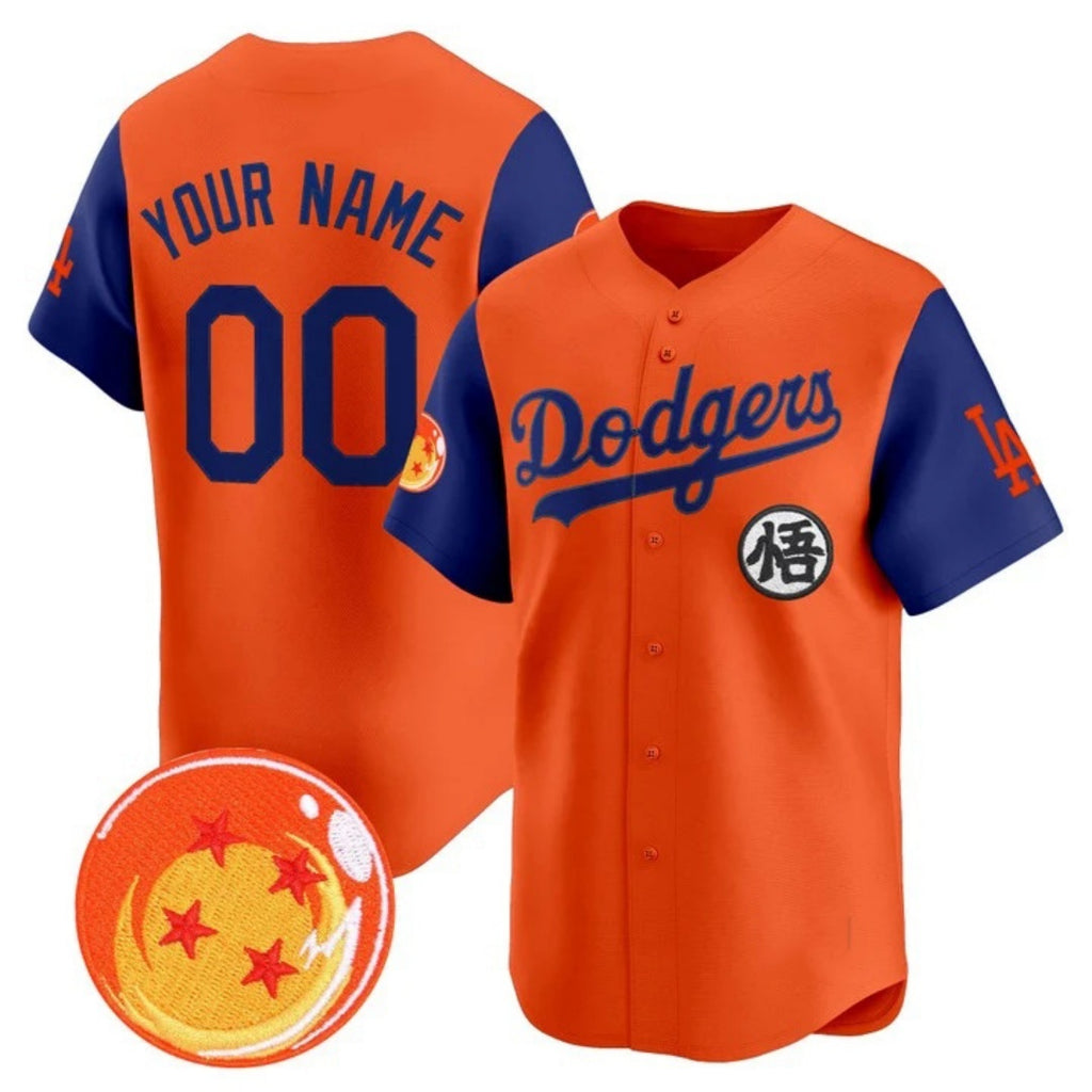 Custom Los Angeles Dodgers x Dragon Ball Royal Orange BFRAILEY Vapor Premier Limited Jersey - Stitched