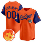 Custom Los Angeles Dodgers x Dragon Ball Royal Orange BFRAILEY Vapor Premier Limited Jersey - Stitched