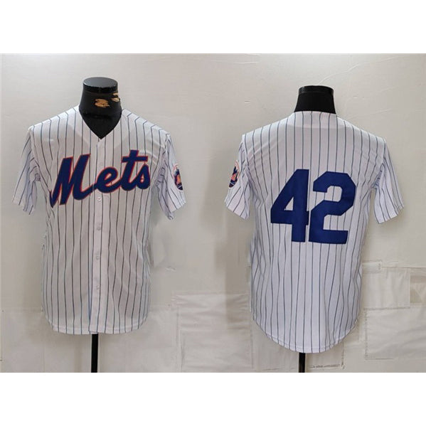 New York Mets #42 Jackie Robinson White BFRAILEY Cool Base Stitched Jersey