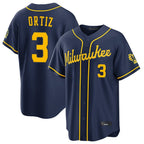 Milwaukee Brewers #3 Joey Ortiz Player Navy BFRAILEY Home Stadium Game Stitched Jerseys