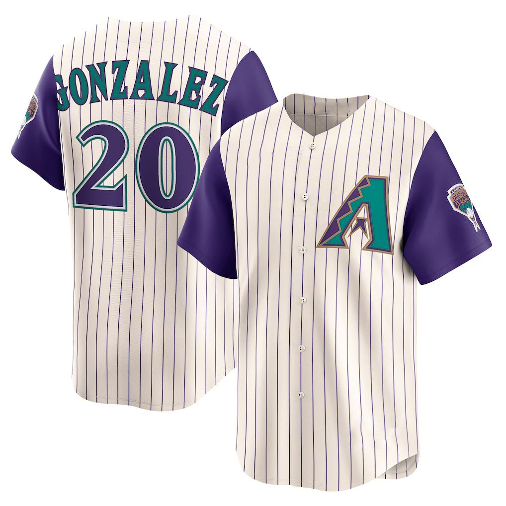 Arizona Diamondbacks #20 Luis Gonzalez Cream BFRAILEY Throwback Cooperstown Collection Limited Jersey