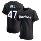 Miami Marlins #47 John King Player Black BFRAILEY Vapor Home Limited Elite Stitched Jerseys