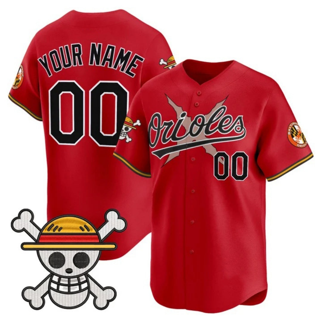 Custom Baltimore Orioles x One Piece Red BFRAILEY Vapor Premier Limited Jersey - Stitched