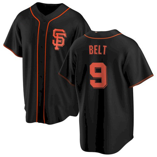 San Francisco Giants #9 Brandon Belt Black BFRAILEY Alternate Jersey