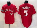 Toronto Blue Jays #5 Daulton Varsho Red BFRAILEY 50 Seasons Patch Stitched Jersey