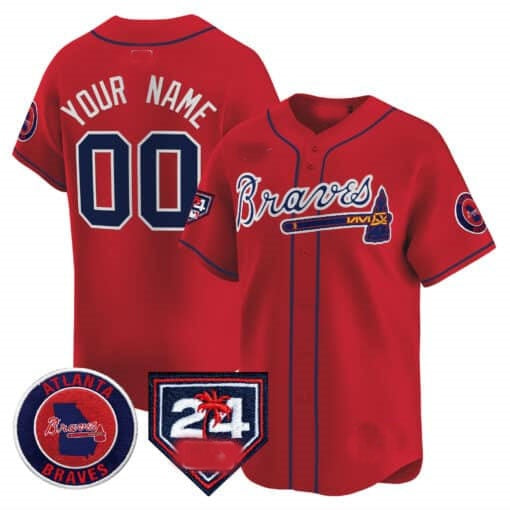 Custom Atlanta Braves 2024 Spring Training Patch Vapor Premier Limited Jersey ¨C Red BFRAILEY