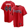 Atlanta Braves #44 Hank Aaron Player Red BFRAILEY Home Game Stitched Jerseys