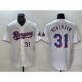 Texas Rangers #31 Max Scherzer Number White BFRAILEY 2023 World Series Champions Cool Base Jerseys