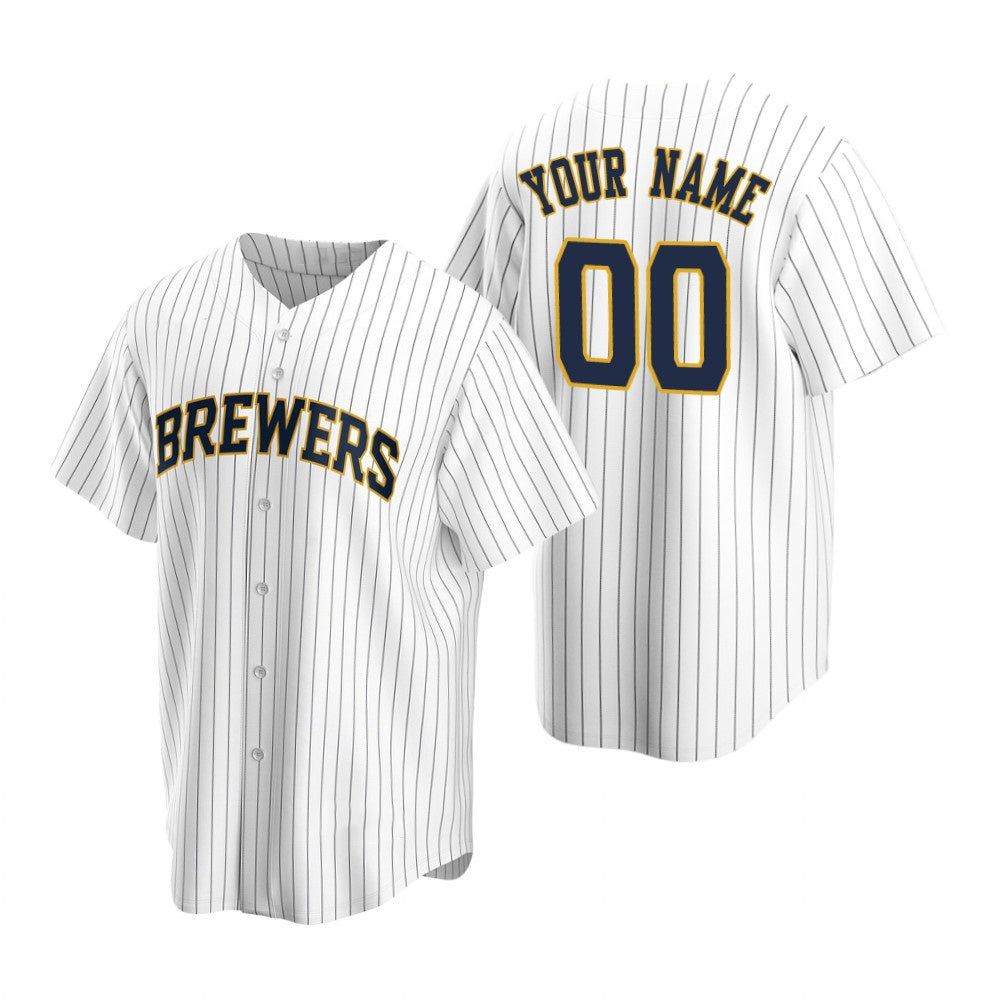 Custom Milwaukee Brewers White BFRAILEY Stitched Cool Base Jersey