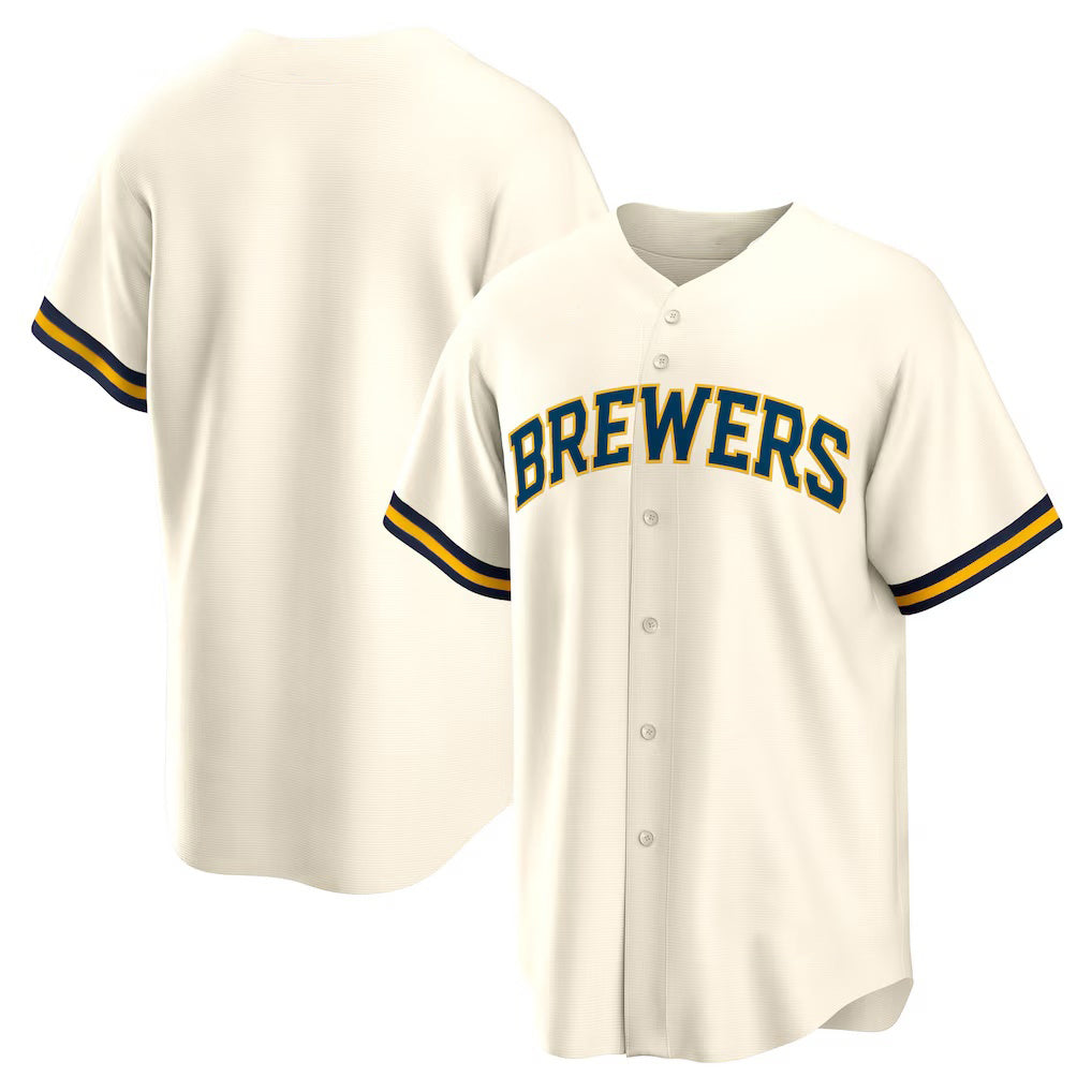 Milwaukee Brewers Cream BFRAILEY Home Replica Team Jersey