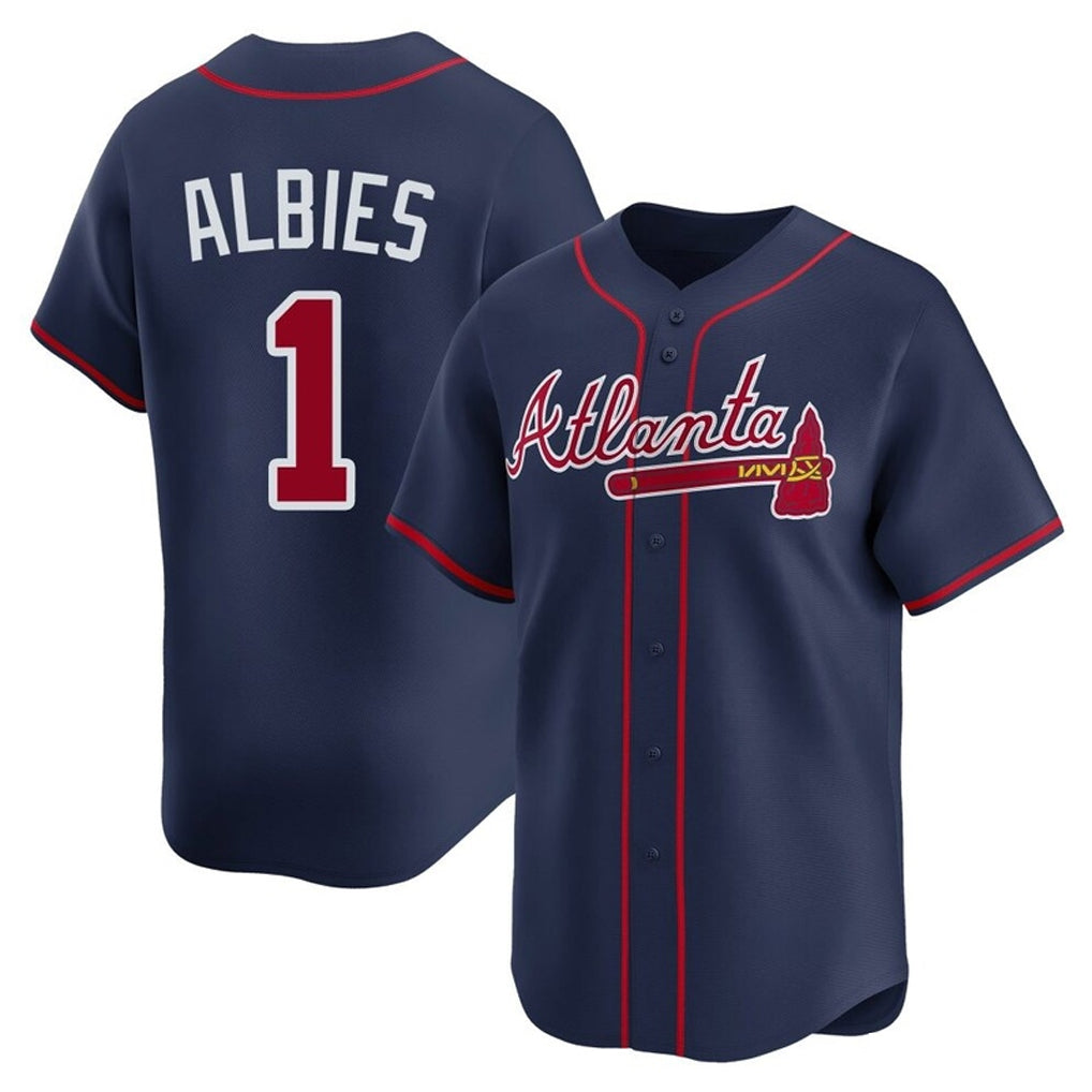 Atlanta Braves #1 Ozzie Albies Player Navy BFRAILEY Limited Home Game Stitched Jerseys