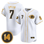Cincinnati Reds #7 Spencer Steer Player White-Gold BFRAILEY Vapor Premier Limited Home Stitched Jerseys