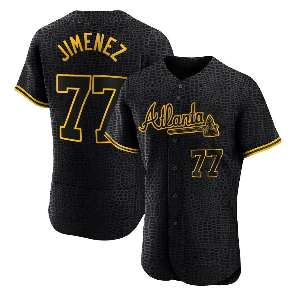 Atlanta Braves #77 Joe Jimenez Player Black BFRAILEY Snake Skin City Limited Elite Home Game Stitched Jerseys
