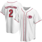 Cincinnati Reds #2 Nick Castellanos White BFRAILEY 2021 Replica Home Jersey