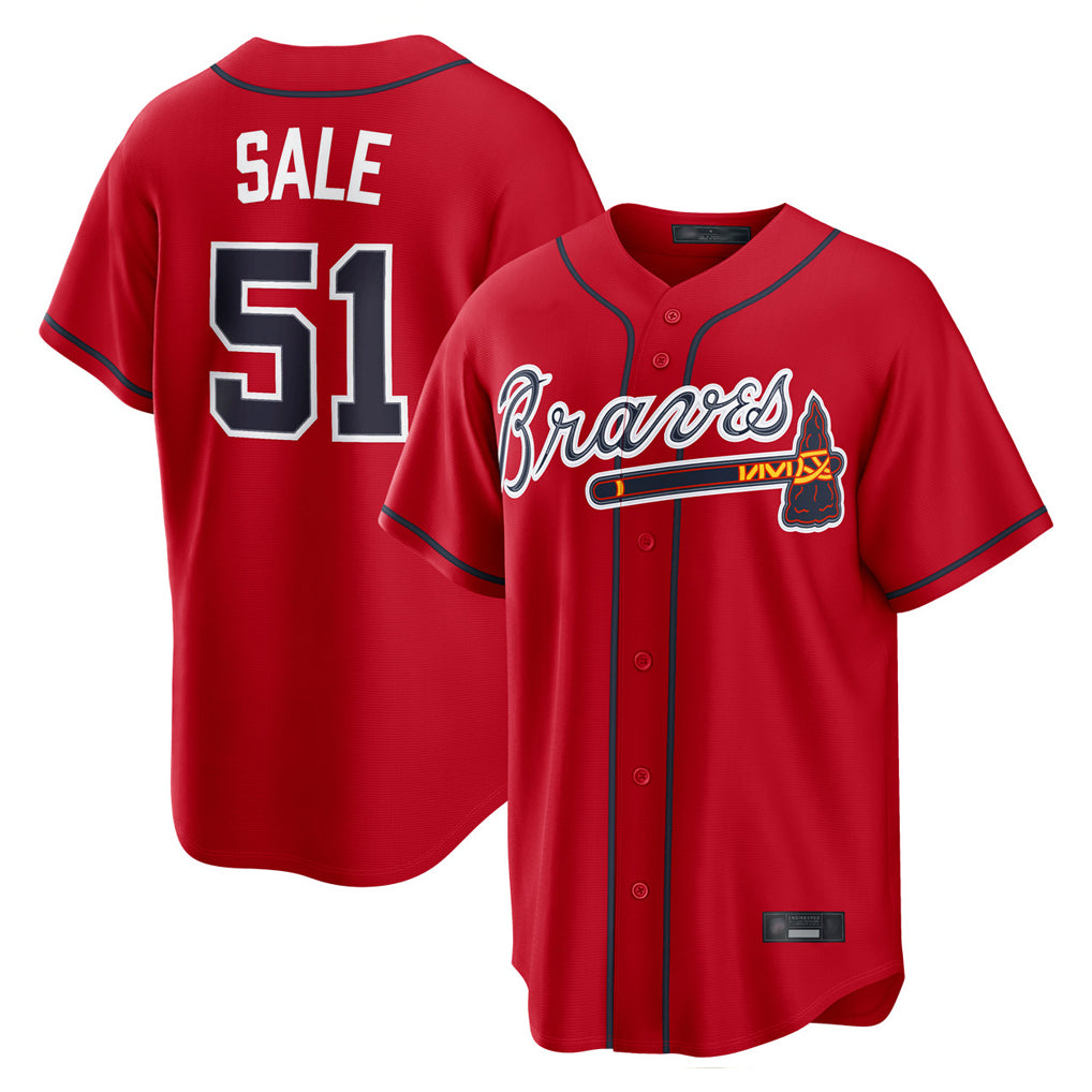 Atlanta Braves #51 Chris Sale Player Red BFRAILEY Home Game Stitched Jerseys