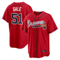 Atlanta Braves #51 Chris Sale Player Red BFRAILEY Home Game Stitched Jerseys