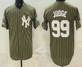 New York Yankees #99 Aaron Judge Olive BFRAILEY Pinstripe 2026 Armed Forces Day Salute To Service Jersey