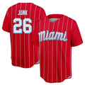 Miami Marlins #26 Janson Junk Player Red BFRAILEY City Connect Home Game Stitched Jerseys