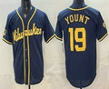 Milwaukee Brewers #19 Robin Yount Navy Blue BFRAILEY Stitched Cool Base Jersey