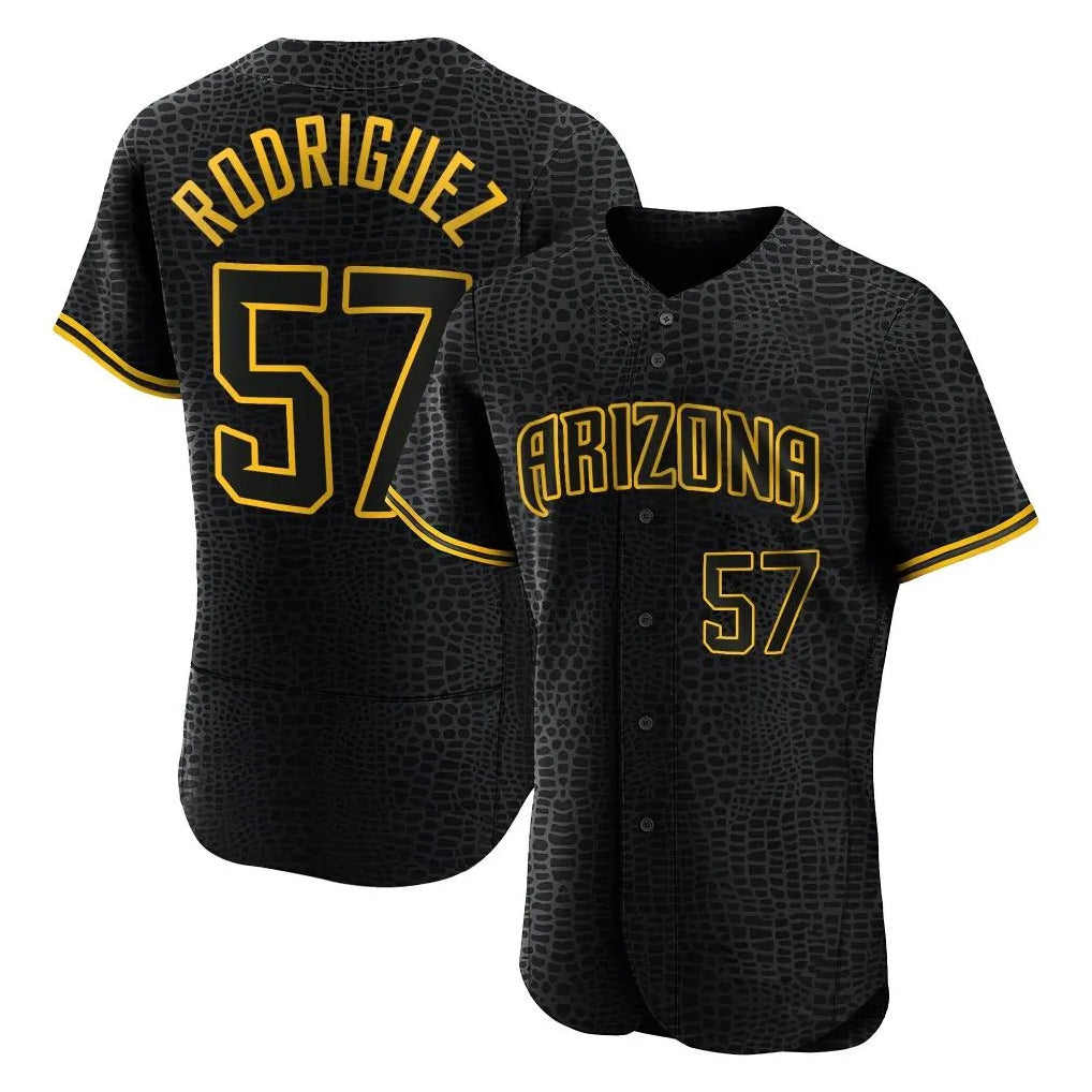 Arizona Diamondbacks #57 Eduardo Rodriguez Player Black BFRAILEY Snake Skin City Limited Elite Home Game Stitched Jerseys