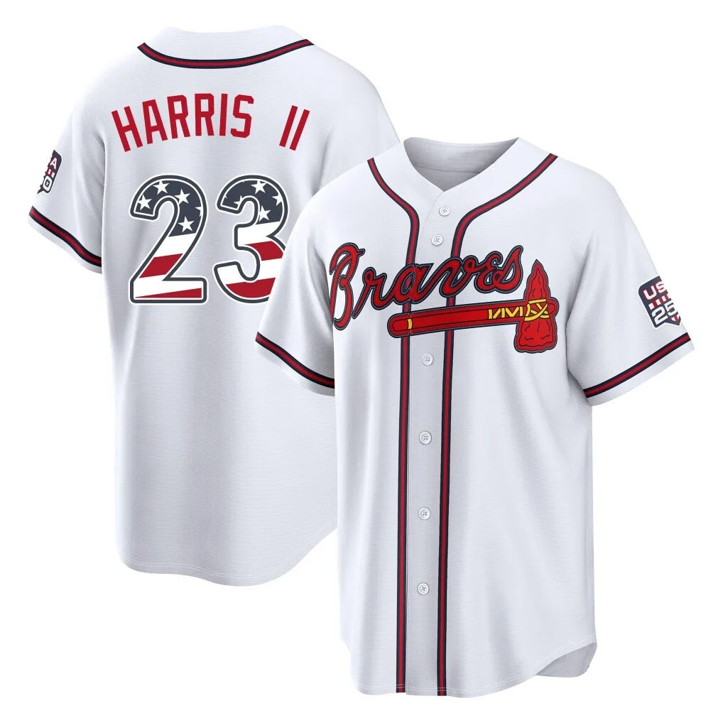 Atlanta Braves #23 Michael Harris II Player White BFRAILEY USA 250 Fourth Of July Limited Home Game Stitched Jerseys
