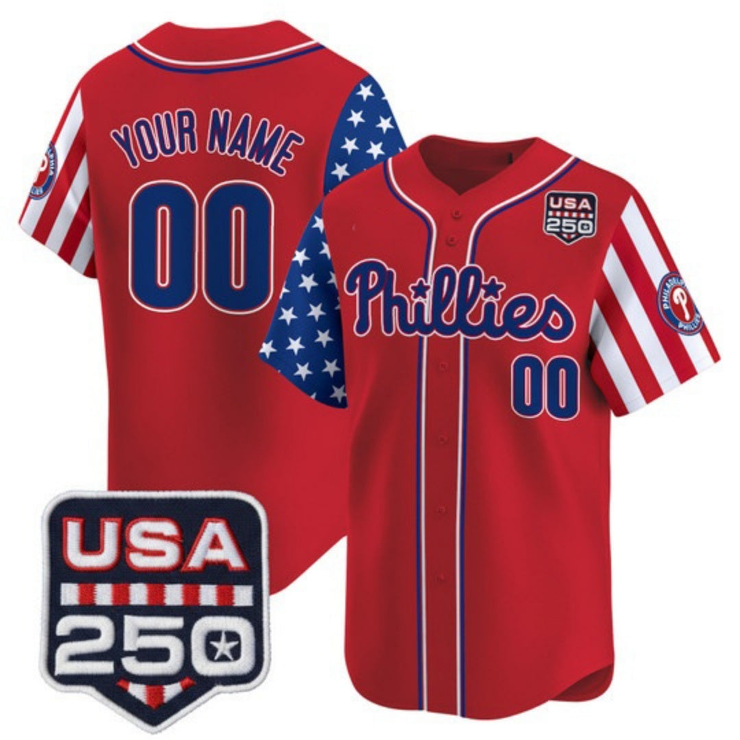 Custom Philadelphia Phillies America 250 Edition Vapor Premier Limited Red BFRAILEY Stitched Jerseys