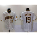 San Diego Padres #19 Tony Gwynn White BFRAILEY Team Logo Stitched Cool Base Jerseys
