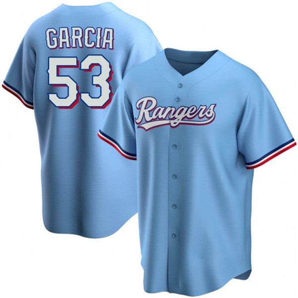 Texas Rangers #53 Adolis Garcia Light Blue BFRAILEY Cool Base Stitched Jersey
