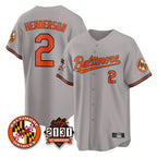 Baltimore Orioles #2 Gunnar Henderson Player Gray BFRAILEY 30th Anniversary of 2131 Home Game Stitched Jerseys