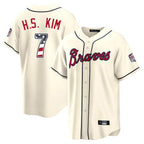 Atlanta Braves #7 Ha-Seong Kim Player Cream BFRAILEY USA 250 Fourth Of July Limited Home Game Stitched Jerseys