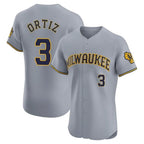 Milwaukee Brewers #3 Joey Ortiz Player Gray BFRAILEY Home Limited Elite Stitched Jerseys