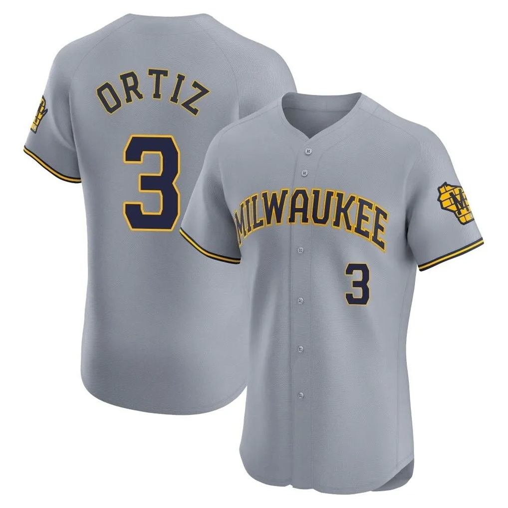 Milwaukee Brewers #3 Joey Ortiz Player Gray BFRAILEY Home Limited Elite Stitched Jerseys