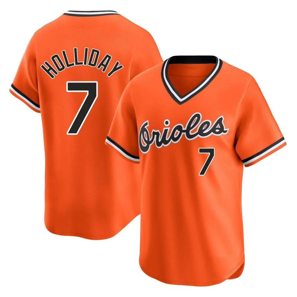 Baltimore Orioles #7 Jackson Holliday Player Orange BFRAILEY T-shirt Limited Home Game Stitched Jerseys
