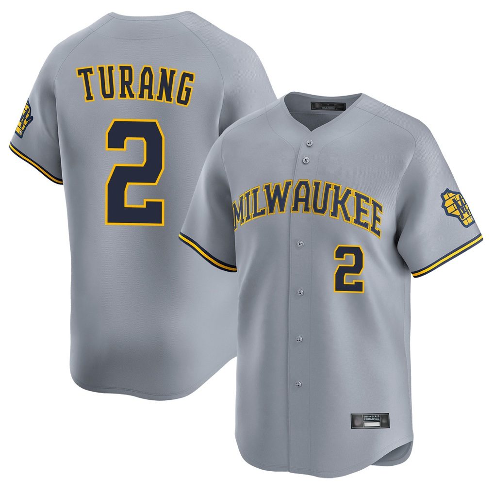 Milwaukee Brewers #2 Brice Turang Player Gray BFRAILEY Home Limited Stitched Jerseys