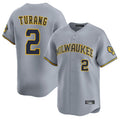 Milwaukee Brewers #2 Brice Turang Player Gray BFRAILEY Home Limited Stitched Jerseys