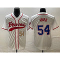 Atlanta Braves #54 Max Fried Number White BFRAILEY Cool Base With Patch Stitched Jersey